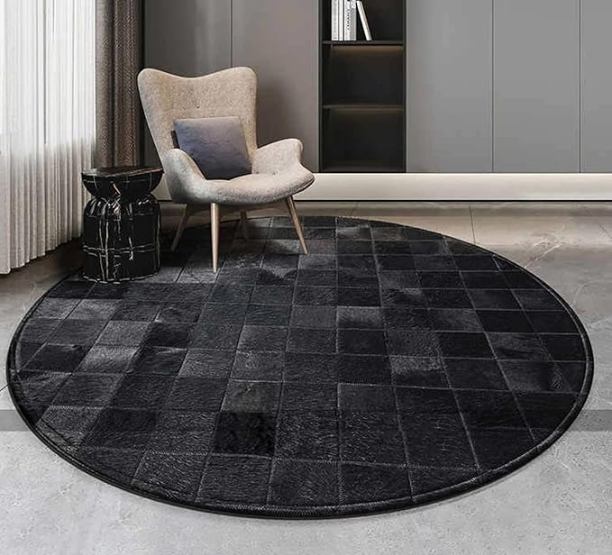 Round Area Rug – Soft Modern Carpet for Living Room, Bedroom, Entryway – Non-Slip Durable Floor Mat for Home Décor (Black_10X10)