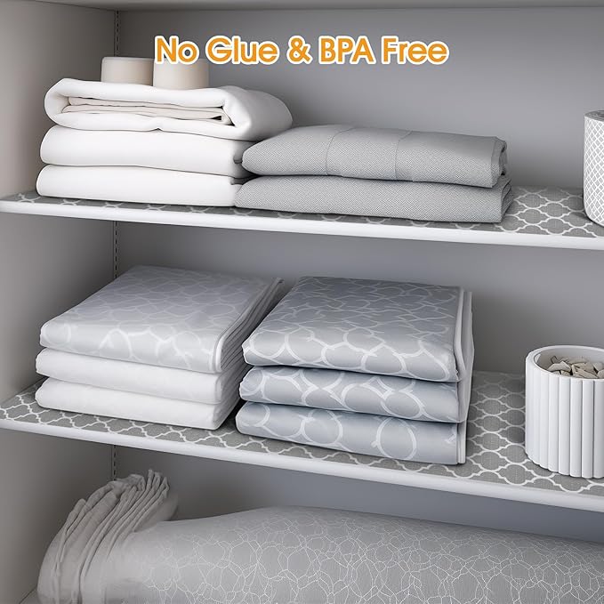 Shelf and Drawer Liner for Kitchen Cabinets Non-Adhesive, Strong Grip Non-Slip Thickened Cabinet Liners for Shelves, Waterproof Mats for Dresser Cupboard, Gray, 17 in x 20 Feet