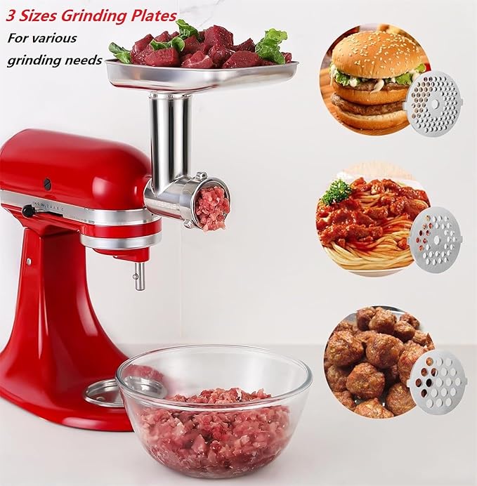 KINGEAGLE Stainless Steel Meat Grinder Attachment for KitchenAid Mixers