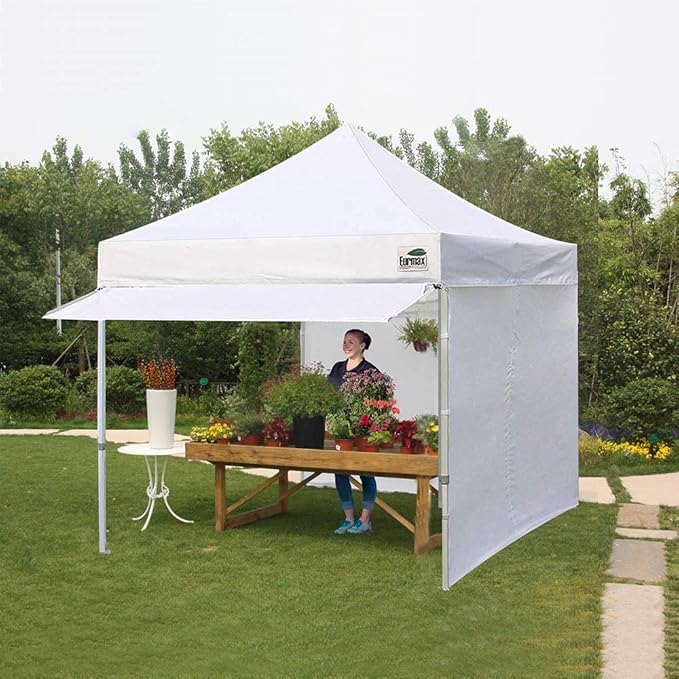 Eurmax USA 10x10 Pop Up Canopy,Commercial Tent with Patented No-Tip Rolling Bag,30sqft Extension Awning & 4 Zippered Removable Walls,UV & Water Resistant,Heavy Duty Instant Shelter Gazebo,Red