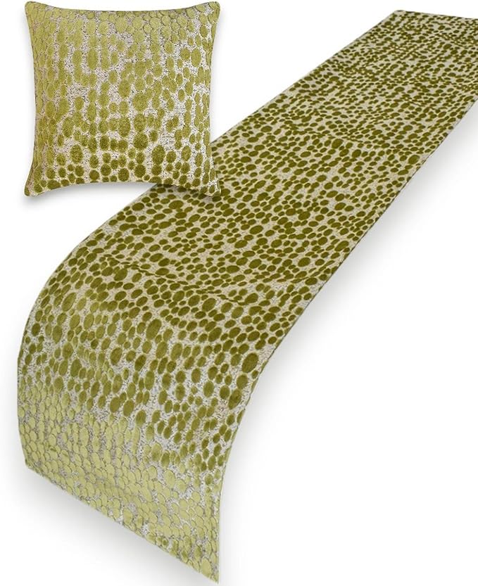 The HomeCentric Chartreuse Green Bed Runner for King/Queen/Twin Velvet Decorative Bed Scarf 53"x18" Bed Runner Without Pillow Cover, Dotted Bed Scarf Bedroom Décor Accent - Chartreuse Pulse