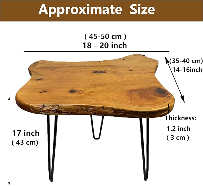 Live Edge Side Table, Solid Wood End Table