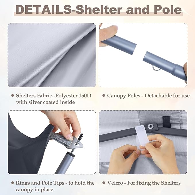 MASTERCANOPY Pop Up 10x10 Canopy Tent with Center Lock, 2 Shelters, 4 Poles, 230 Sq ft of Large Shade Space, for Camping, Picnics & Beach (10'x10',Dark Grey)