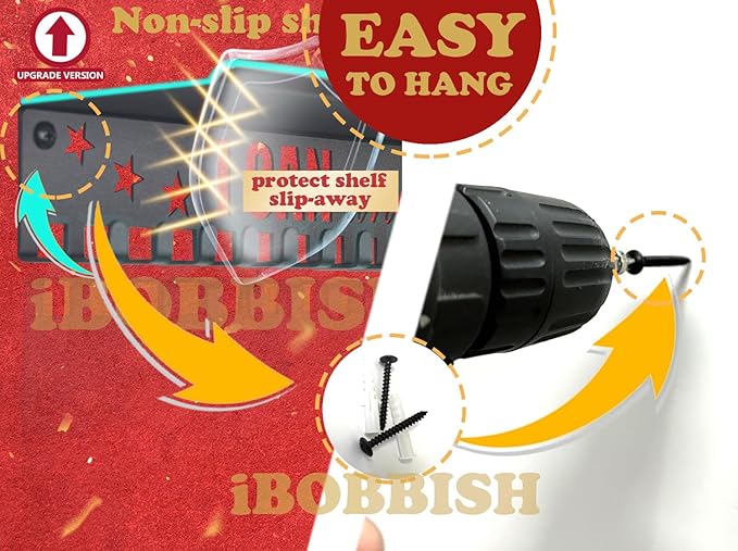 iBobbish Metal Medal Hanger Display,Non-Slip Trophy Shelf with 20 Hooks,Wall Mount,Heavy Duty,Non-Bent,Holds 22-33lbs,for Gymnastics,Race,Soccer,Swim