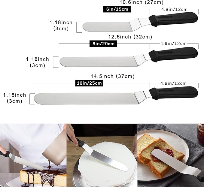 Offset Icing Spatula Set, Stainless Steel Cake Decorating Tools
