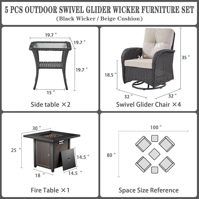 Belord 7 Piece Wicker Patio Furniture Set
