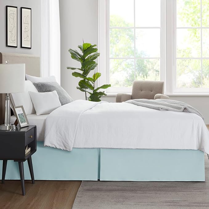 Nestl Light Baby Blue Bed Skirt King Size - King Bed Skirt 14 Inch Drop - Brushed Microfiber Bed Skirts - Hotel Quality Pleated Bed Skirt - Shrinkage & Fade Resistant
