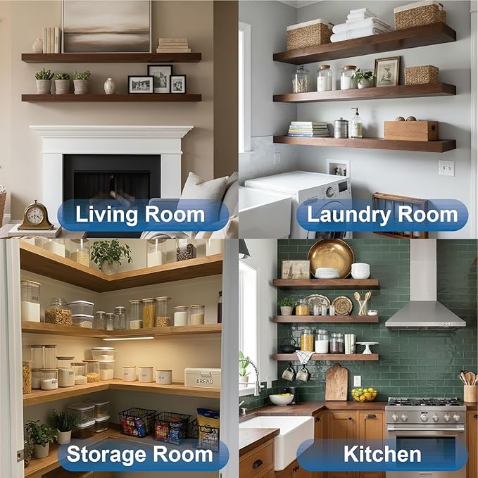 LEOPO Black 32-Pack 6 inch Floating Shelf Brackets, Hidden Shelf Bracket
