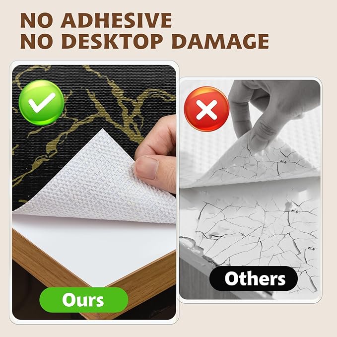 2-Layer Drawer and Shelf Liner for Kitchen Cabinet: 17.3in X 20Ft Non Slip Waterproof Shelf Paper Non Adhesive Refrigerator Liners Black/Gold Marble Easy Liners for Bathroom with Knife Tape Measure