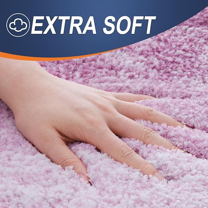 OLANLY Luxury Toilet Rugs U-Shaped 24x20, Extra Soft and Absorbent Microfiber Bathroom Rugs, Non-Slip Plush Shaggy Bath Mat, Machine Wash Dry, Contour Bathroom Mats for Toilet Base, Pinkish-Purple