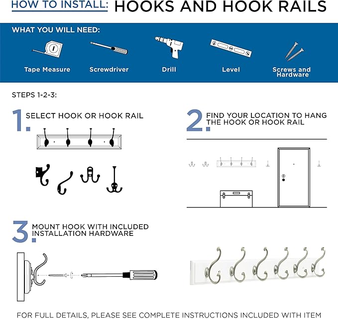 Franklin Brass Key Tidy (2-Pack) Pure White Key Holder 7' Wall Mount Small Item Rack 4 Hooks for Wall, Hallway, Entry Keychain Rail Organizer B46711K-PMN-R2