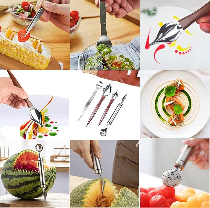 DUEBEL Chef Plating Kit, 12pc Stainless Steel Culinary Tools Set
