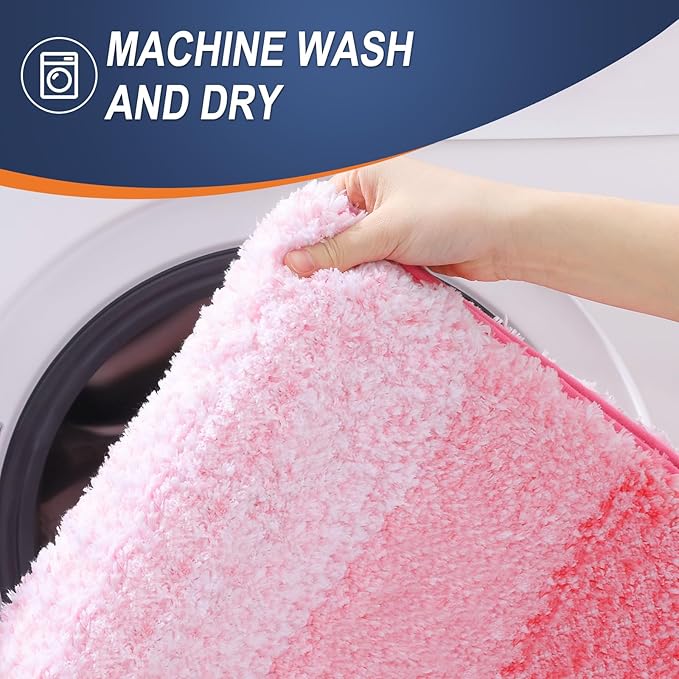 OLANLY Bathroom Rugs Mat 36x24, Extra Soft Absorbent Microfiber Bath Rugs, Rubber Backing, Quick Dry, Machine Washable Bath Mats for Bathroom Floor, Tub and Shower, Home Decor Accessories, Pink
