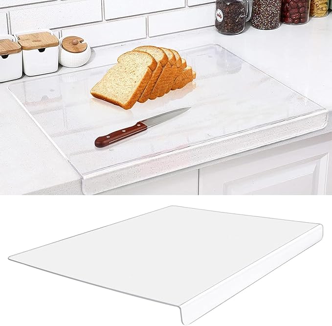 Acrylic Cutting Boards for Kitchen Counter，Clear Cutting Board for Countertop with Lip, Upgraded Thicker Non-Slip Transparent Acrylic Cutting Board for Countertop for Home (18 * 14in) (Large)
