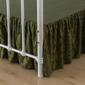 Bed Skirt Full Size Ruffled Bed Skirt with Split Corners, 14 Inch Drop Dust Ruffle Bed Skirts with Platform, Boho Tufted Shabby Chic Full Size Bed Skirts, Olive Green