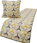 The HomeCentric King/Queen/Twin Grey & Yellow Designer Queen 74"x18" Bed Runner with Pillow Cover, Beaded Bed Scarf on Velvet Fabric - Tripod