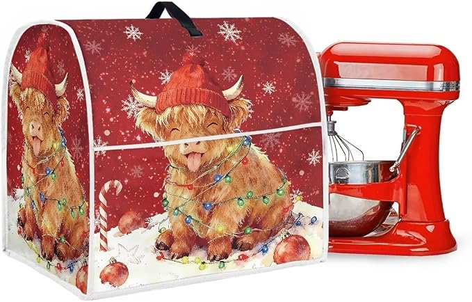 Highland Cow Stand Mixer Cover Dust Protective Christmas Stand Mixer Covers For Kitchen Aid 6-8 Quart Mixers Dustproof Cloth Cover for Small Appliance Protector Gift for Friends