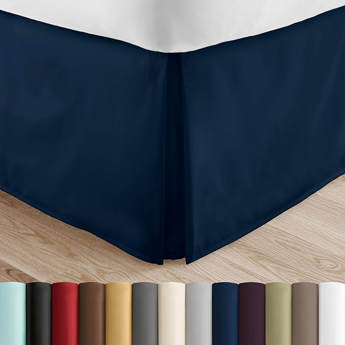 Linen Market Bed Skirt - Ultra Soft Microfiber - Easy Fit with 14 Inch Tailored Drop - Hotel Quality, Shrinkage & Fade Resistant - Bed Cover - Twin Bed Skirts - Bedroom Décor - (Twin, Navy)