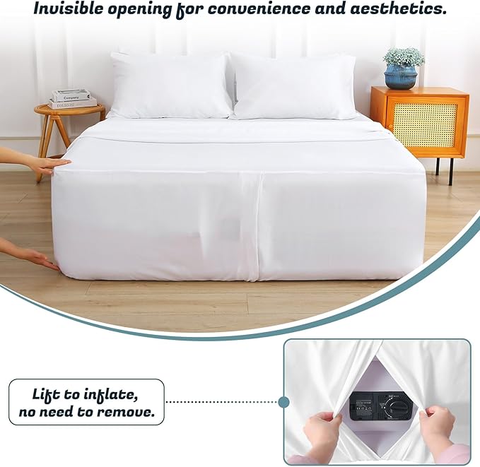 Extra Deep Pocket Twin Sheet Set for Air Mattress, 3 Piece Air Bed Sheets Set with 18-24 Inches Depth, Soft & Breathable Inflatable Bed Sheet Set with Flat Sheet, Fitted Sheet and Pillowcase, White