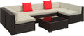 Outsunny 7 Piece Patio Furniture Set, Wicker Outdoor Sectional Sofa Set