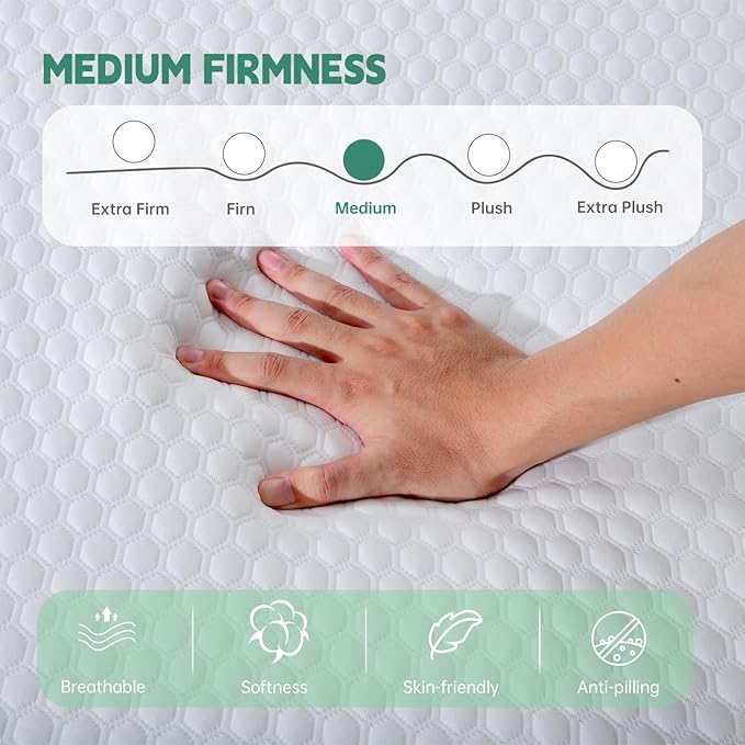 EYN Memory Foam Mattress Cooling Gel Size Matress in A Box Bed Frame Pressure Relief Medium Firm Size Removable Washable Cover Feel Bedroom Essentials CertiPUR-US Certified (8'', Twin)