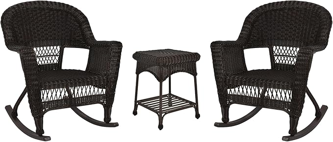 Jeco 3 Piece Rocker Wicker Chair Set
