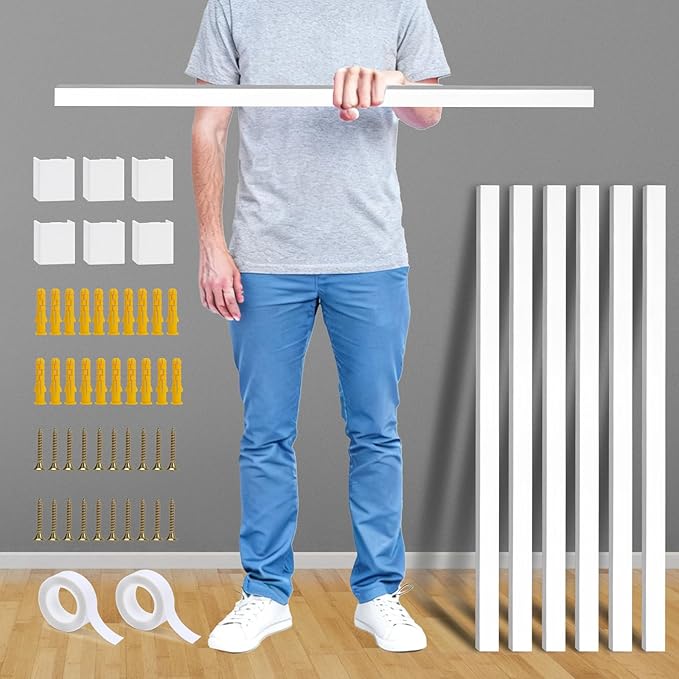 236in Cord Hider Kit, Cord Covers for Wires on Wall, Long, Large, Cord Hider for Wall Mount tv, Paintable Cable Raceway, tv Cable Hider Wall kit, Wire Covers for Cords,6X(L39.4in W0.95in H0.5in) White