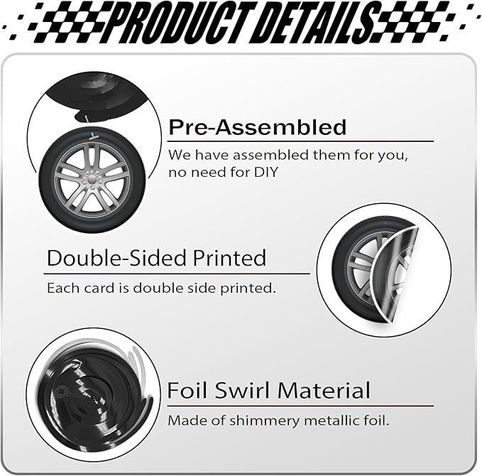 Race Car Party Decorations - 30Pcs Racing Car Wheel Hanging Swirls Wheel Tire Ceiling Hanging Streamers for Race Theme Birthday Party Supplies