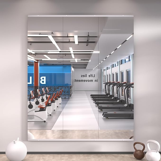 LOAAO Gym Mirror, 55.91"x16.54"-3 PCS Mirror for Gym, Flexible Combination, Tempered Glass, Gym Wall Mirror for Home Gym, Dance Studio, Yoga Room, Garage Gym, Workout Room