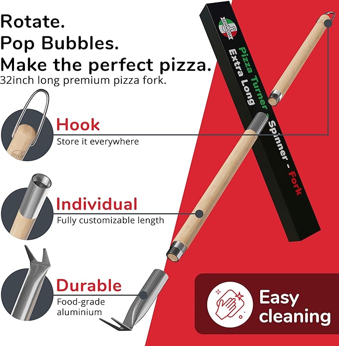 Senwosa Pizza Turner Fork & Bubble Popper Extra Long