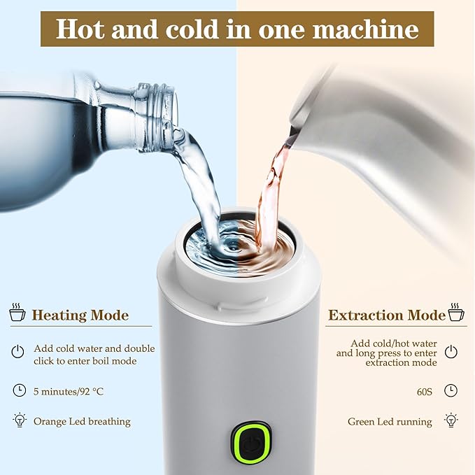 Lmozim Portable Espresso Maker, Travel Coffee Maker for camping, Portable Espresso Machine with USB-C, 3-in-1 Small Espresso Machine with Ground Coffee & Capsules (NS＆DG) for RV, Hiking