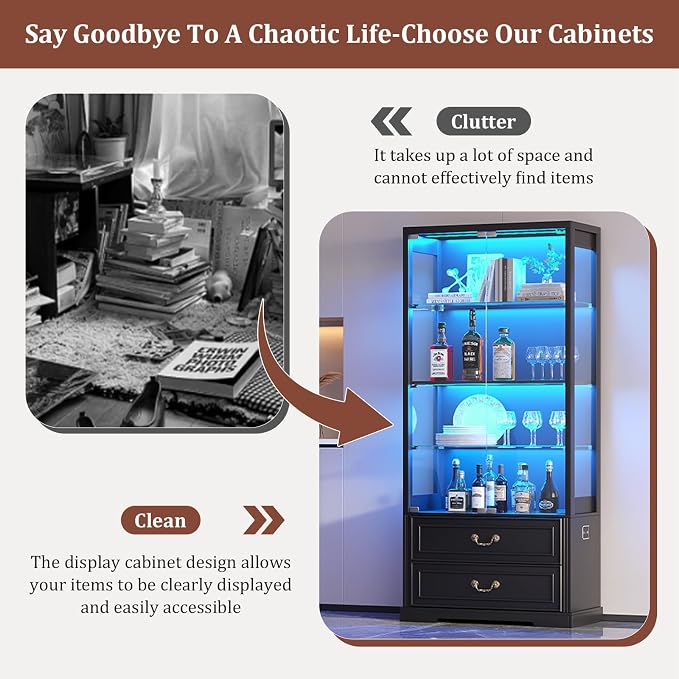 TAGELIER 67" Tall Display Cabinet