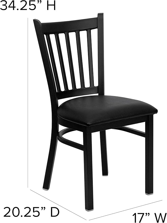 Flash Furniture 4 Pack HERCULES Series Black Vertical Back Metal Restaurant