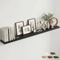 Venusmiles Floating Shelves for Wall, 72 Inch Floating Shelves Set of 1, 6.5" D Wooden Wall Mounted Display Shelves with Invisible Brackets for Living Room, Bedroom, Bathroom, Kitchen Decor, Black