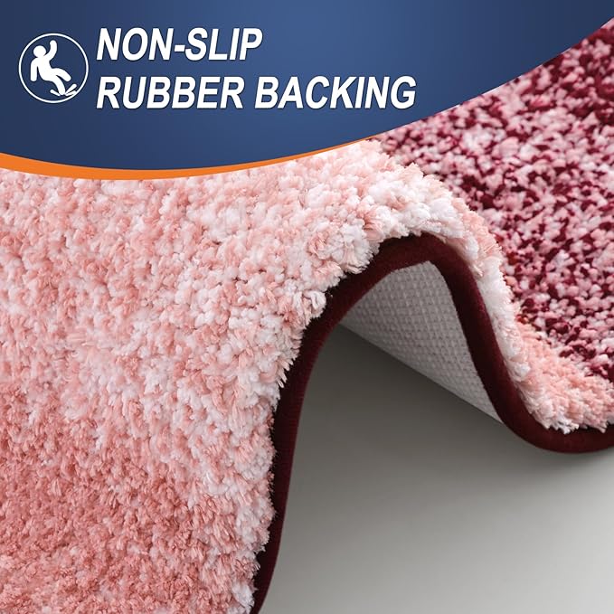 OLANLY Bathroom Runner Rugs 59x20, Extra Soft Absorbent Microfiber Bath Rugs, Rubber Backing, Quick Dry, Machine Washable Bath Mats for Bathroom Floor, Tub and Shower, Home Decor Accessories, Red
