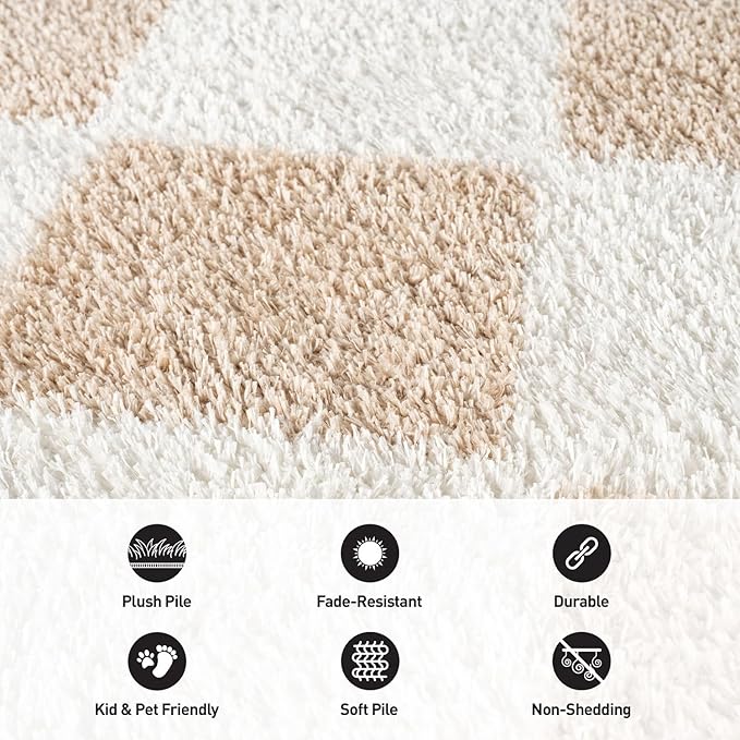 Rugshop Diamond Wave Shag Area Rug Beige 2' x 3' Ideal for Entryways, Kitchens, or Small Spaces