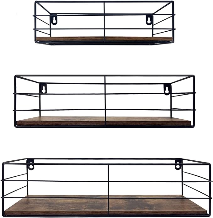 CRUGLA Floating Shelves Wall Mounted Set of 3, Hanging Storage Wall Shelf