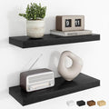 Dreamland Floating Shelves, 20Inch Rustic Wooden Black Wall Shelves for Bathroom|Bedroom|Kitchen, Deep Wall Mounted Book Shelf, Wood Storage Display Shelf for Home Decor, Set of 2