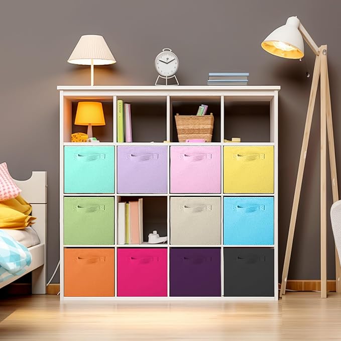 ShellKingdom Foldable Fabric Storage Cubes And Cloth Organizer Drawer For Closet And Toys, 6 Pack (6 Colors)