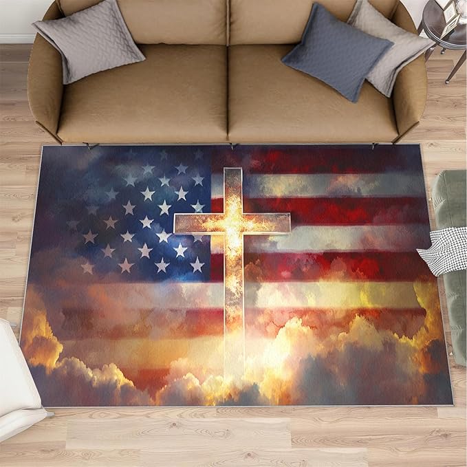 3x4 American Flag Rugs for Entryway - Stars Stripes Kids Bedroom Rug, Independence Day Mudroom Rug Soft for Coffee Shop Living Room Under Table Game Room