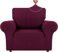 LURKA Stretch Chair Sofa Slipcovers 1 Piece Couch Covers for Sofa Furniture Protector Full Sofa Covers with Elastic Bottom for Kids and Dog (Small, Wine)