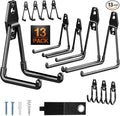 Pack 13 Garage Hooks Heavy Duty | Multi-Sized Wall-Mounted Tool Hangers with Anti-Rust PVC Coating | Heavy Duty Wall Hooks for Bikes, Ladders, Garden Tools, and More with Garage Wall Organizer