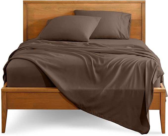 Bare Home King Sheet Set - Luxury 1800 Ultra-Soft Microfiber King Bed Sheets - Double Brushed - Deep Pockets - Easy Fit - 4 Piece Set - Bedding Sheets & Pillowcases (King, Cocoa)