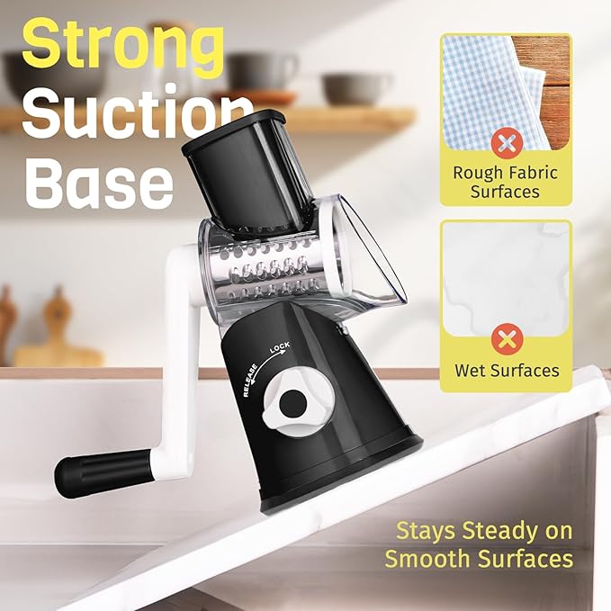 Nexsujo Black Hand Crank Rotary Cheese Grater