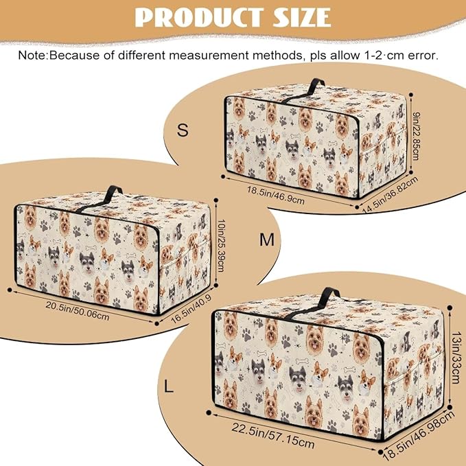 Air Fryer Toaster Oven Dust Cover Washable Fabric Convection Oven Protector with Storage Pockets, L, Yorkshire Terrier Schnauzer Dog Bone Paw Beige Puppy Pattern