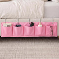 Extra Large Bedside Caddy Storage Bag 53 Inch Bedside Hanging Organizer Bedskirt Pocket Organizer Storage Bag Shoe Rv Pockets with Hook for Home Dormitory Hospital Camper Van Bunk Nursery Bed(Pink)
