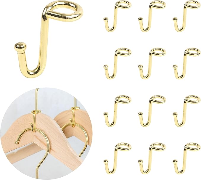 Metal Clothes Hanger, 36 Pack Connector Hooks Stable Gold Metal Outfit Hangers Extender Clips Organizer Strong Mini Cascading Hanger Hooks