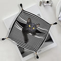 Black Cat Gifts Leather Jewelry Valet Tray,Cat Mom Lovers Gifts for Women PU Leather Catchall Beside Caddy Nightstand Organizer Tray for Jewelry Rings Watches Keys and Accessories,7.8x7.8inch