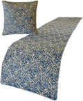 The HomeCentric King/Queen/Twin Blue Designer King 90"x18" Bed Runner with Pillow Cover, Embroidery, Quilted Bed Scarf on Cotton Fabric - Farzeen Blue