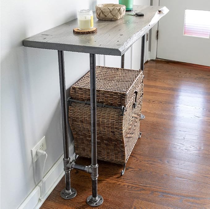 Restore by Pipe DÉCOR Live Edge Wood Console Table 48 in. x 16 in. x 34 in.